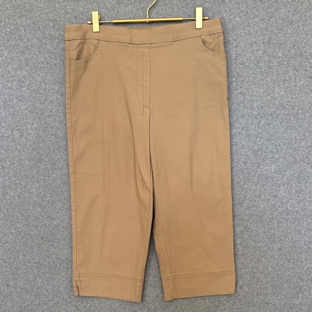 Alfred Dunner Cropped Capri Pants 10 Khaki